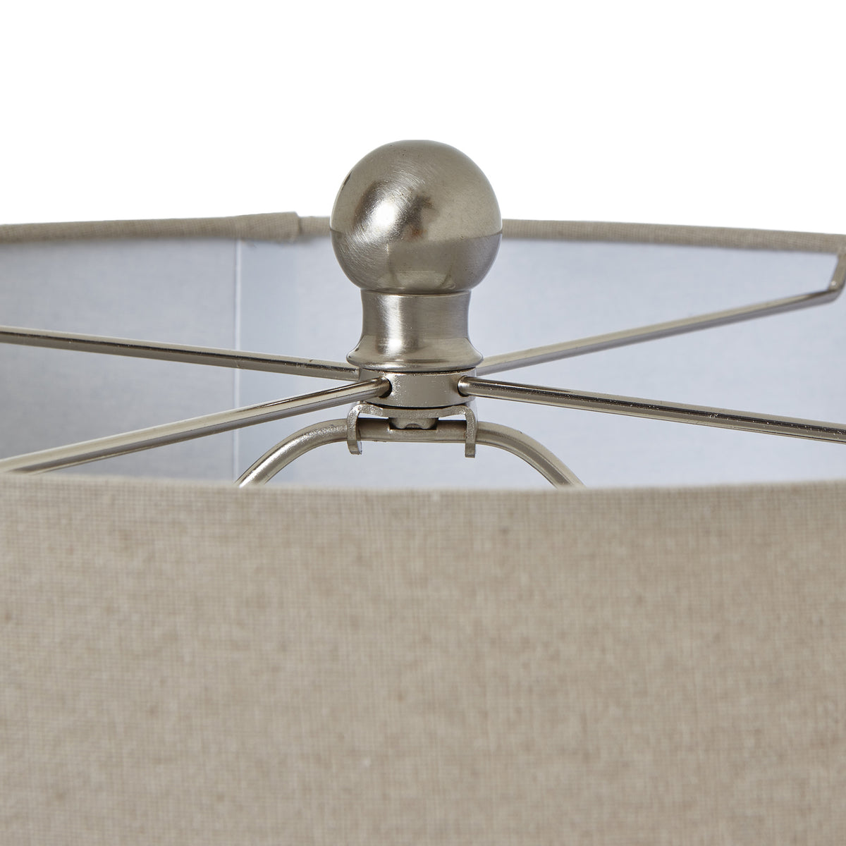 Squat White Beaded Ceramic Lamp With Linen Shade by SEDERVA - image 4