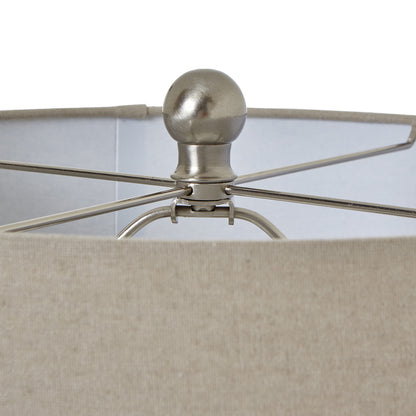 Squat White Beaded Ceramic Lamp With Linen Shade by SEDERVA - image 4