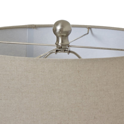 White Beaded Ceramic Lamp With Linen Shade by Hill Interiors - image 2