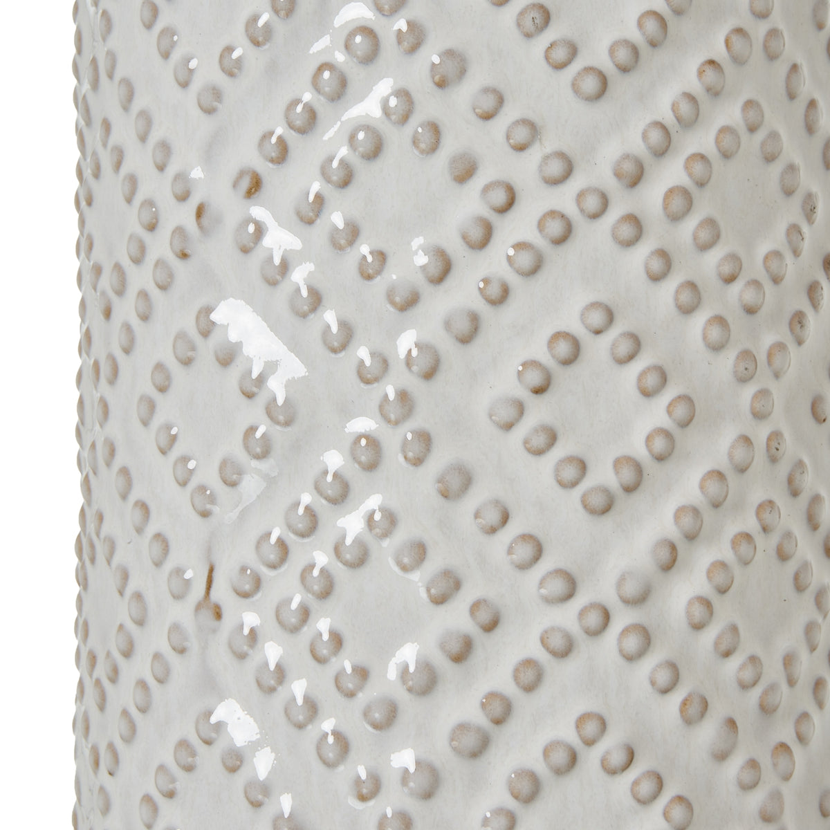 White Beaded Ceramic Lamp With Linen Shade by Hill Interiors - image 3