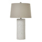 White Beaded Ceramic Lamp With Linen Shade by Hill Interiors