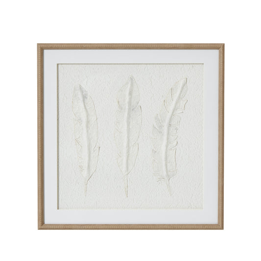 Solli White Feathers Art Mounted In Beaded Frame by Hill Interiors
