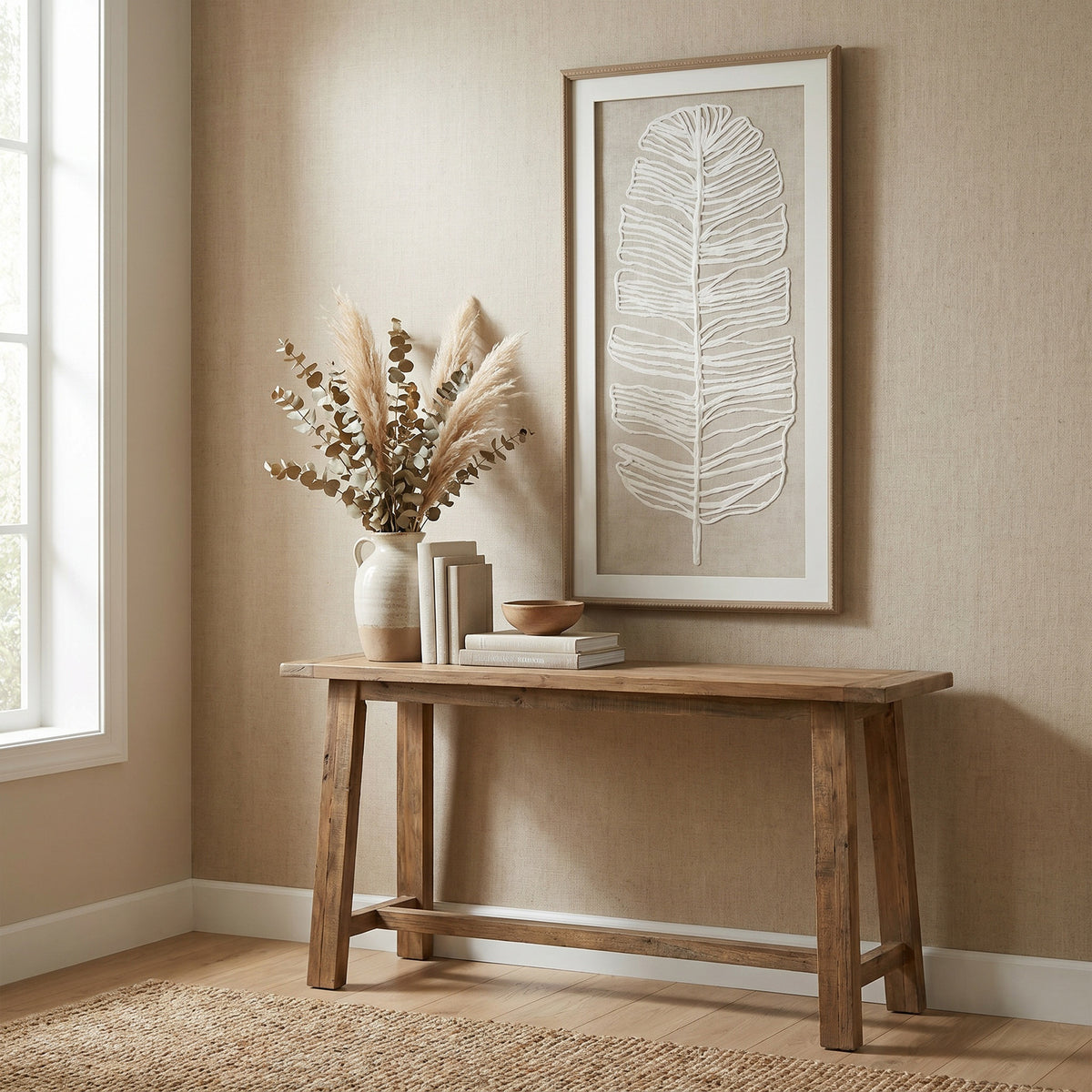 Large Plume White Feather Art Mounted In Beaded Frame by Hill Interiors
