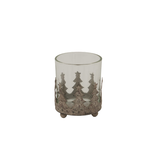 Rustic Glass Candle Holder by Hill Interiors