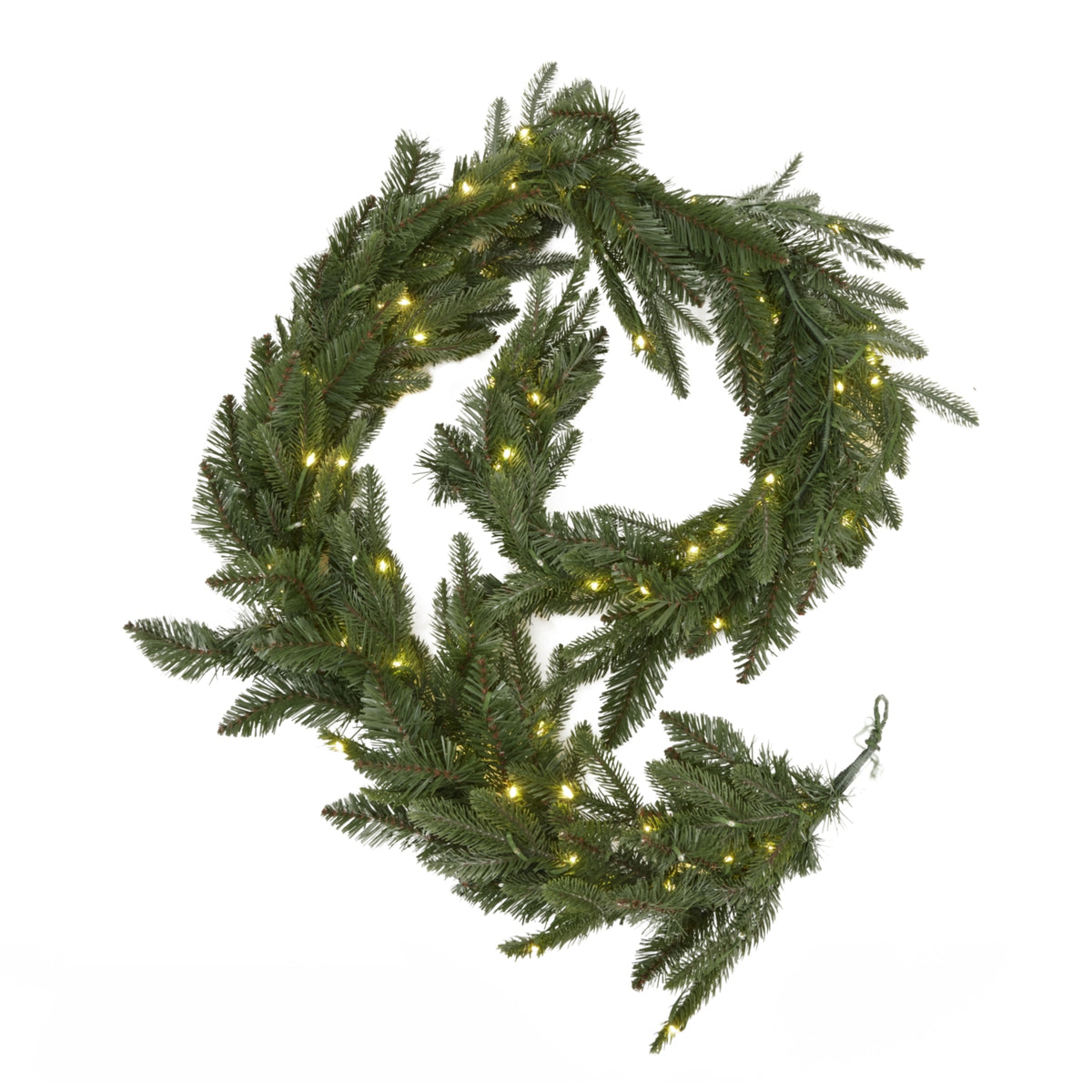 Green Pre-Lit Woodland 200 Led Fir Christmas Garland by Hill Interiors
