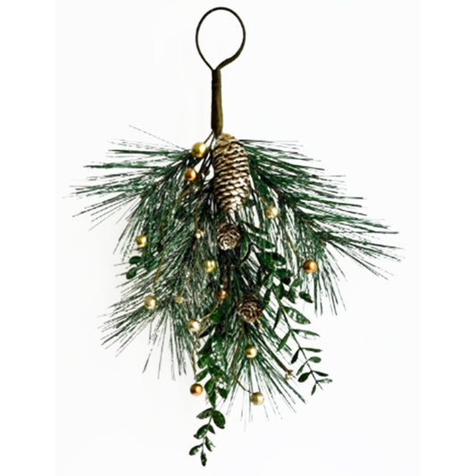 Christmas Soft Gold Teardrop Swag With Pinecones by Hill Interiors