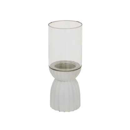 White Carved Hurricane Lantern by Hill Interiors