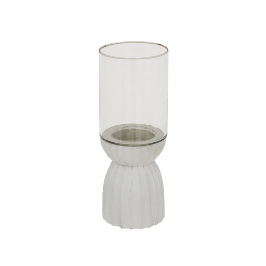 White Carved Hurricane Lantern by Hill Interiors