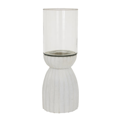 Large White Carved Hurricane Lantern by Hill Interiors - image 2