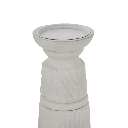 White Carved Candle Holder by Hill Interiors - image 2