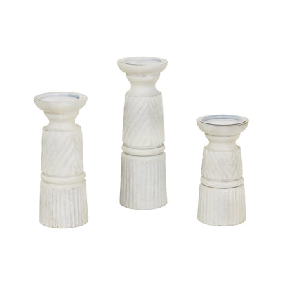White Carved Candle Holder by Hill Interiors - image 4