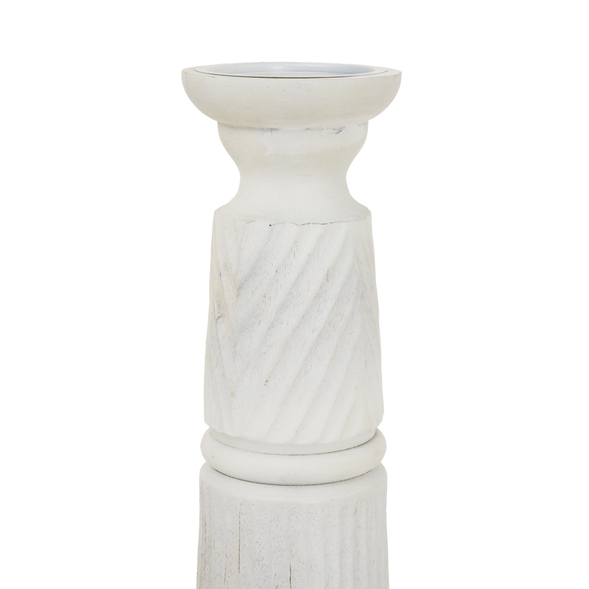 Large White Carved Candle Holder by Hill Interiors - image 2