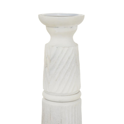 Large White Carved Candle Holder by Hill Interiors - image 2