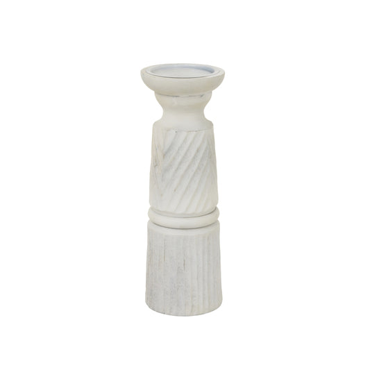 Large White Carved Candle Holder by Hill Interiors
