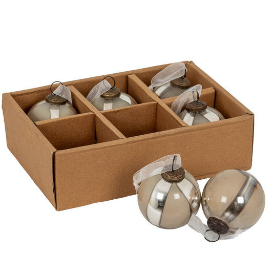 Silver Ombre Set Of 6 Baubles by Hill Interiors
