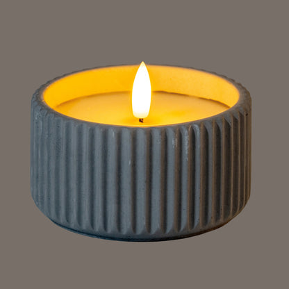 Luxe Collection Natural Glow Chalk Ribbed Small Led Candle by Hill Interiors - image 2