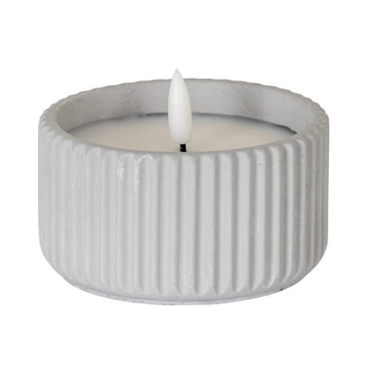 Luxe Collection Natural Glow Chalk Ribbed Small Led Candle by Hill Interiors