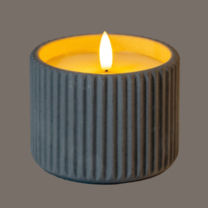 Luxe Collection Natural Glow Chalk Ribbed Medium Led Candle by Hill Interiors - image 2