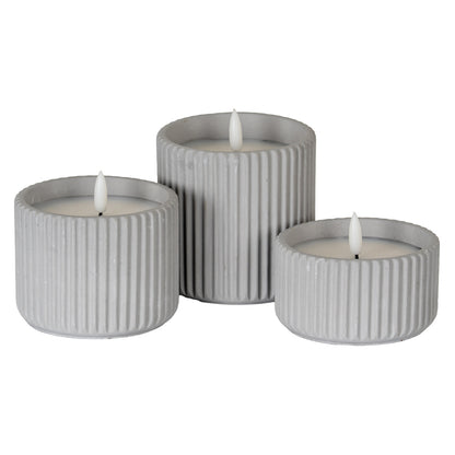 Luxe Collection Natural Glow Chalk Ribbed Medium Led Candle by Hill Interiors - image 3