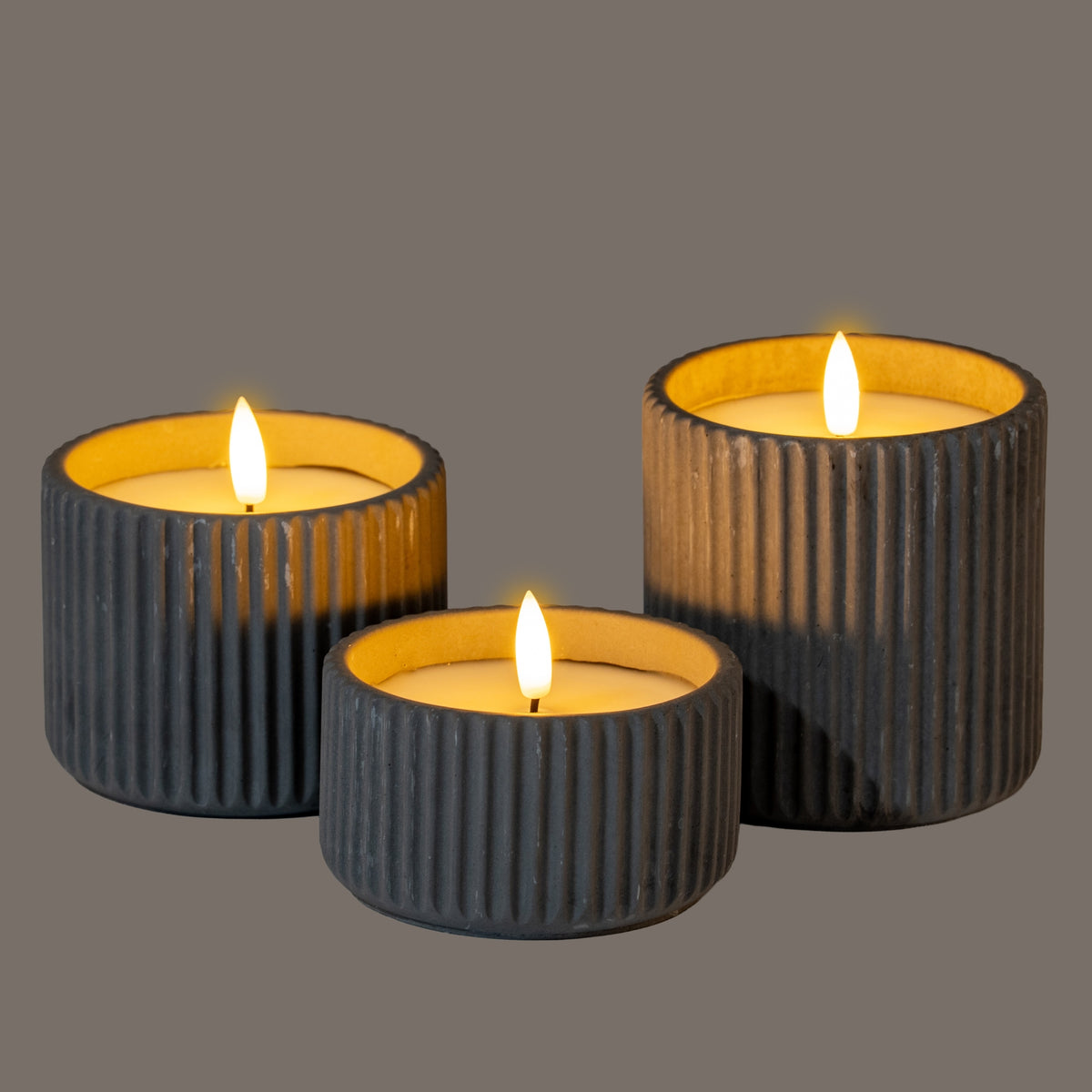 Luxe Collection Natural Glow Chalk Ribbed Medium Led Candle by Hill Interiors - image 4