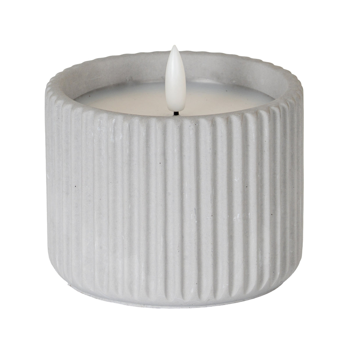 Luxe Collection Natural Glow Chalk Ribbed Medium Led Candle by Hill Interiors