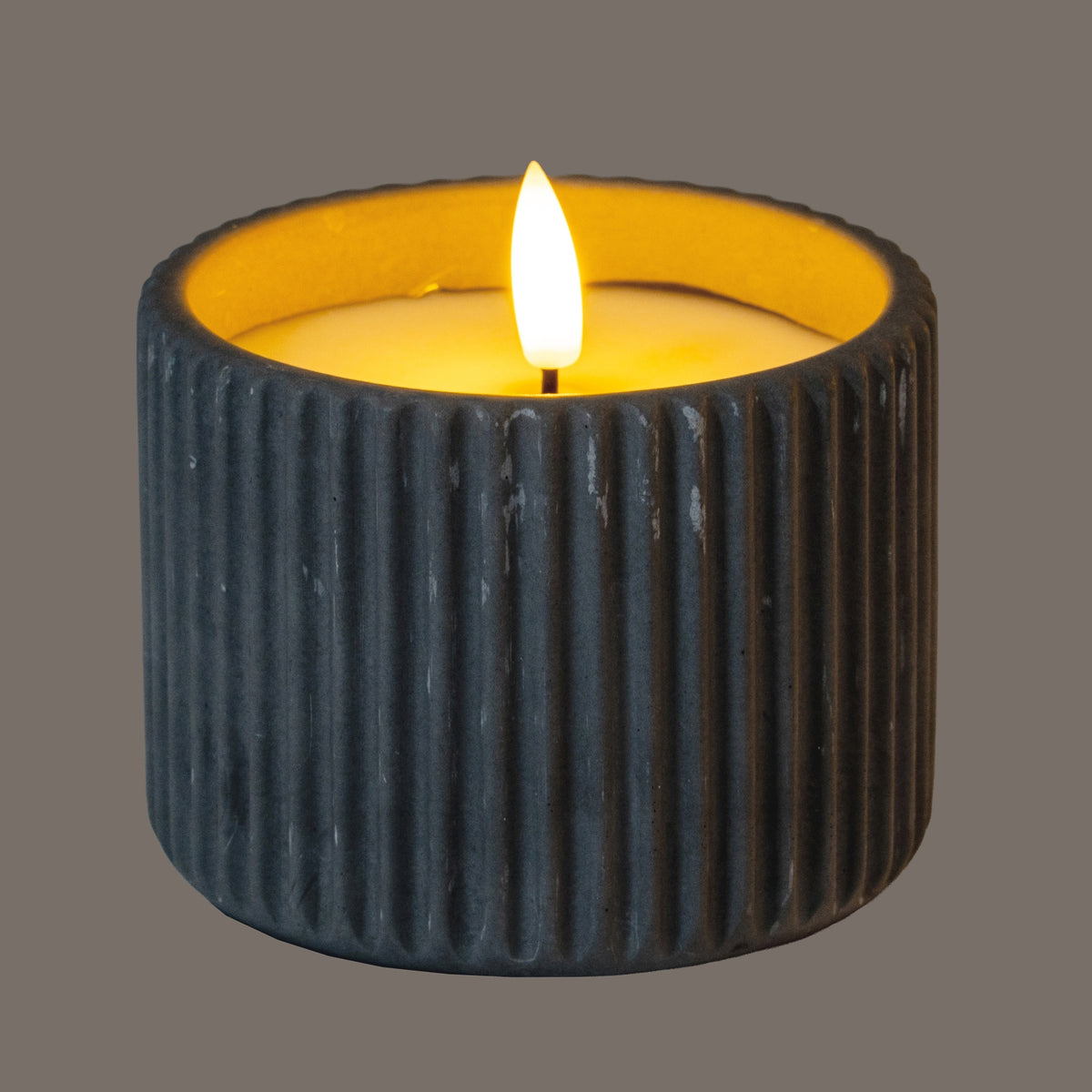 Luxe Collection Natural Glow Grey Ribbed Medium Led Candle by Hill Interiors - image 2