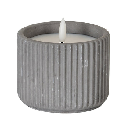 Luxe Collection Natural Glow Grey Ribbed Medium Led Candle by Hill Interiors