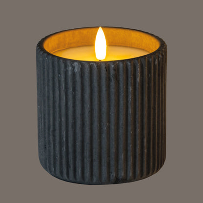 Luxe Collection Natural Glow Grey Ribbed Large Led Candle by SEDERVA - image 2