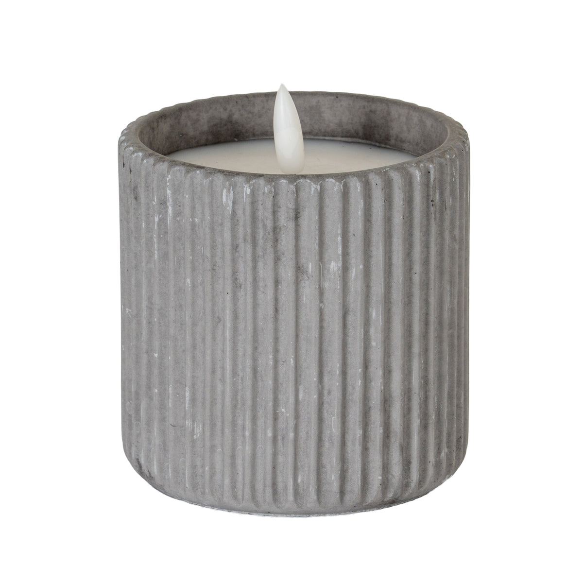 Luxe Collection Natural Glow Grey Ribbed Large Led Candle by SEDERVA
