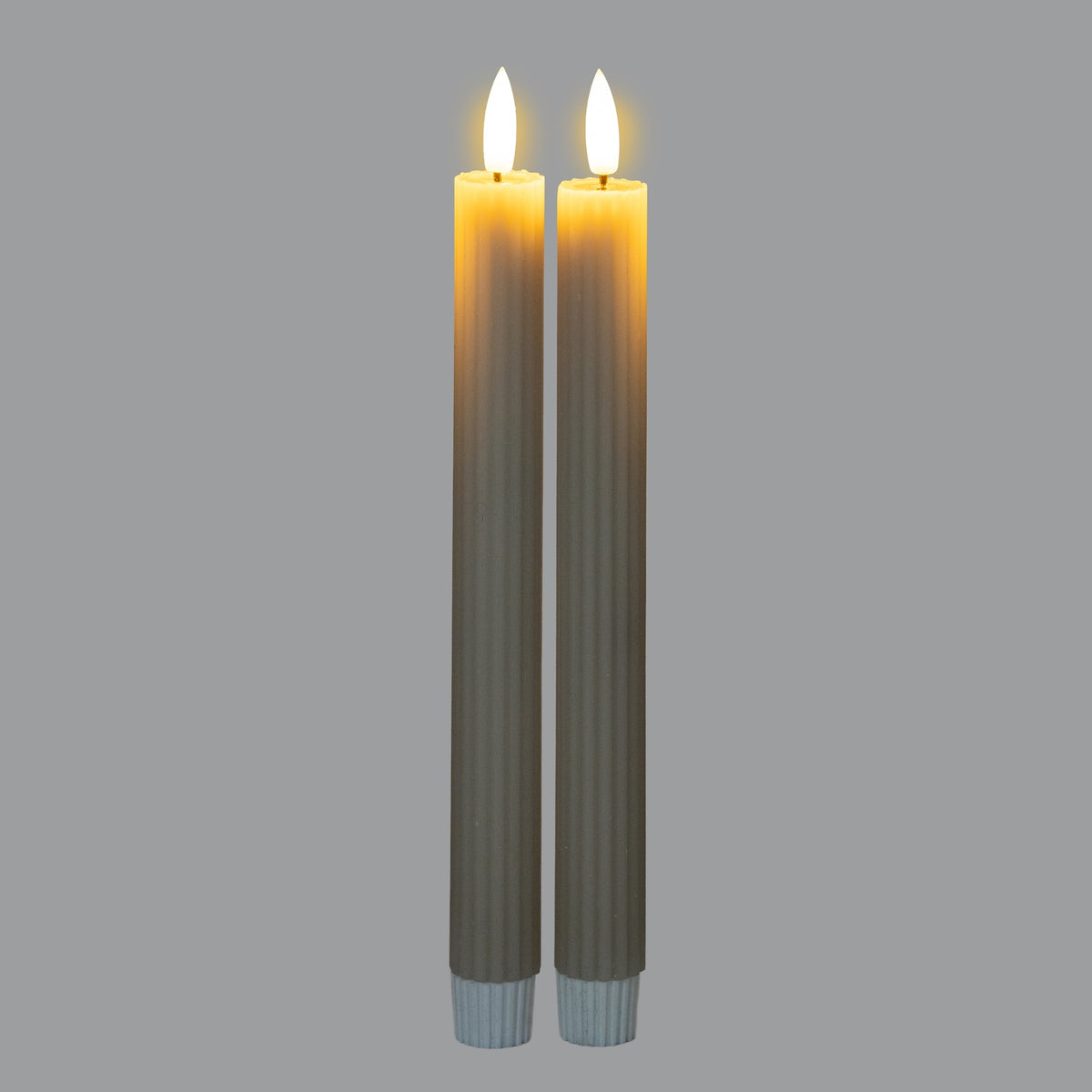 Luxe Collection Natural Glow Taupe Ribbed Taper Candles by Hill Interiors - image 2