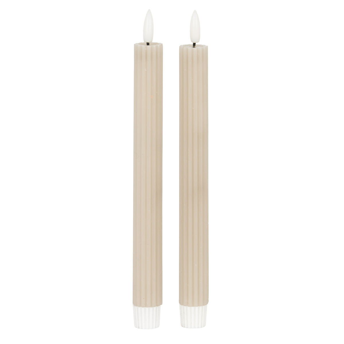 Luxe Collection Natural Glow Taupe Ribbed Taper Candles by Hill Interiors