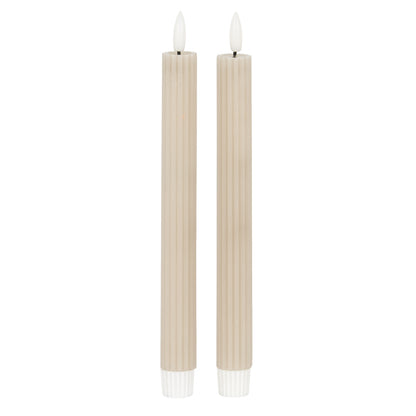 Luxe Collection Natural Glow Taupe Ribbed Taper Candles by Hill Interiors