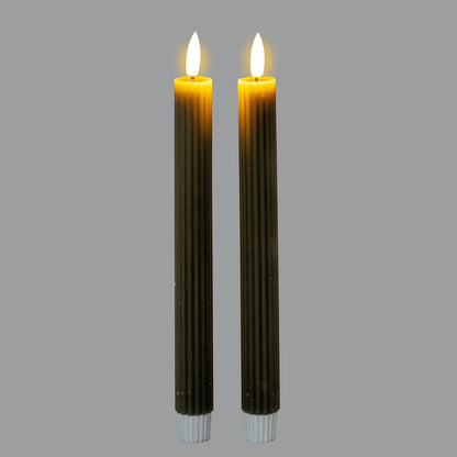 Luxe Collection Natural Glow Grey Ribbed Taper Candles by Hill Interiors - image 2