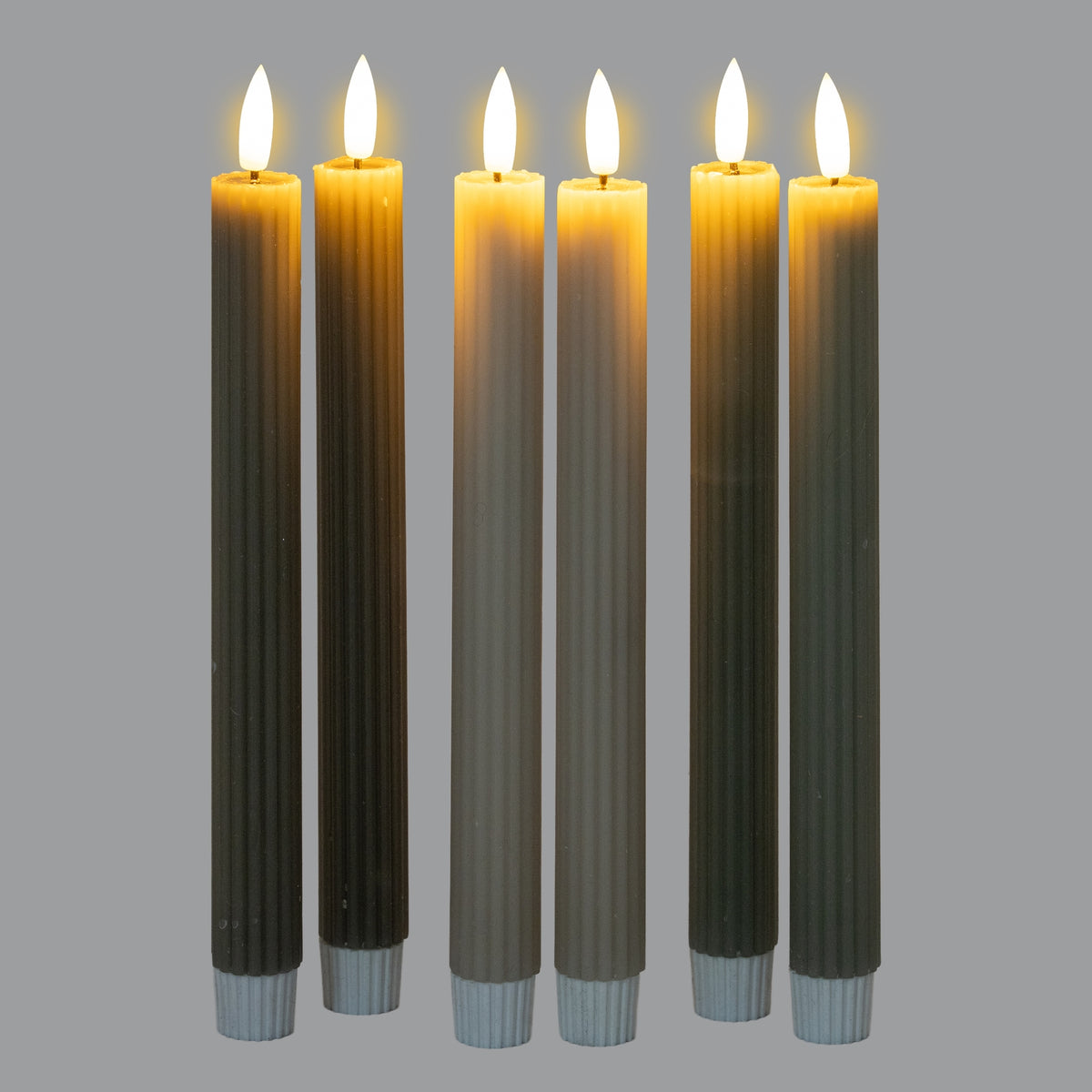 Luxe Collection Natural Glow Grey Ribbed Taper Candles by Hill Interiors - image 4