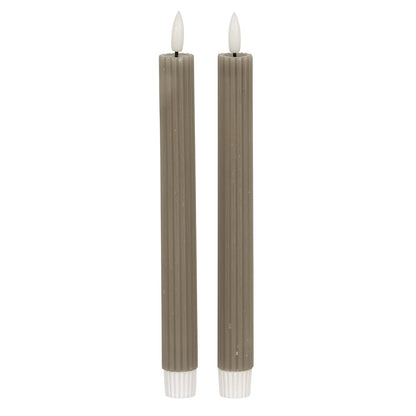 Luxe Collection Natural Glow Grey Ribbed Taper Candles by Hill Interiors