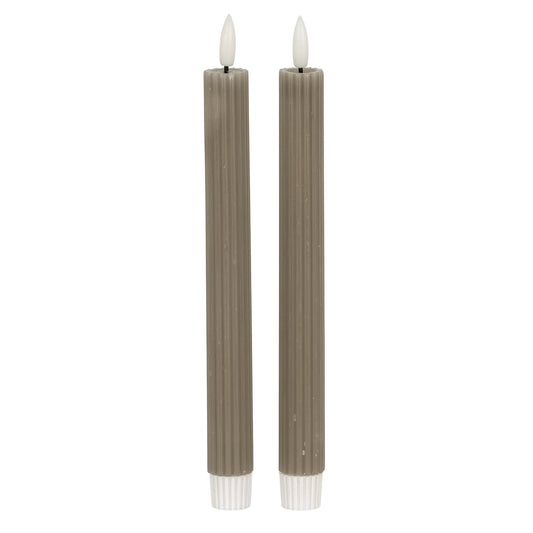 Luxe Collection Natural Glow Grey Ribbed Taper Candles by Hill Interiors