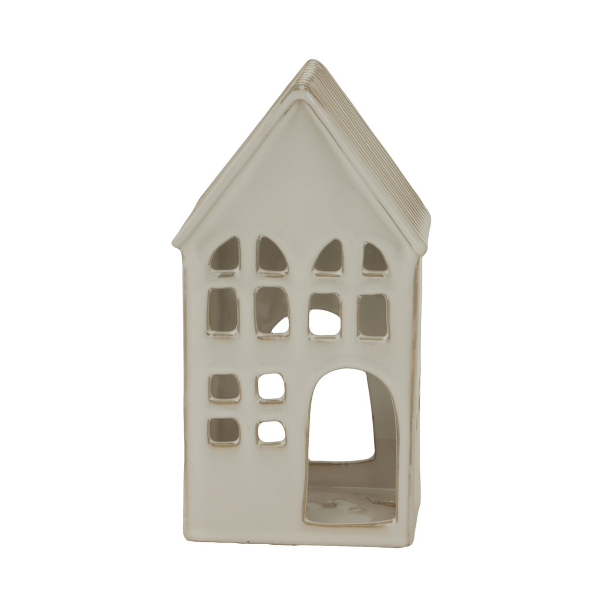 White Ceramic House Tea Light Holder by Hill Interiors