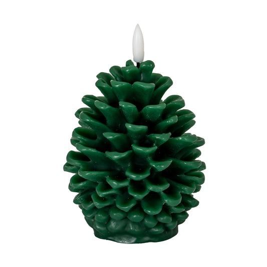 Luxe Collection Natural Glow Green Pinecone LED Wax Candle by Hill Interiors