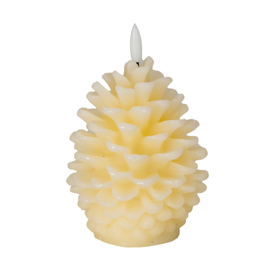Luxe Collection Natural Glow Cream Pinecone LED Wax Candle by Hill Interiors