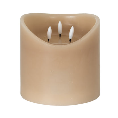 Luxe Collection Natural Glow 6x6 Taupe Melted LED Candle by Hill Interiors