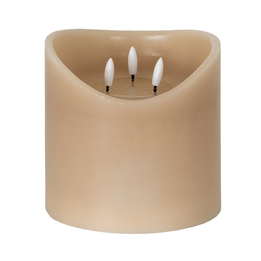 Luxe Collection Natural Glow 6x6 Taupe Melted LED Candle by Hill Interiors