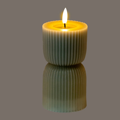 Luxe Collection Natural Glow 2.75x6 Grey Carved LED Candle by Hill Interiors - image 2
