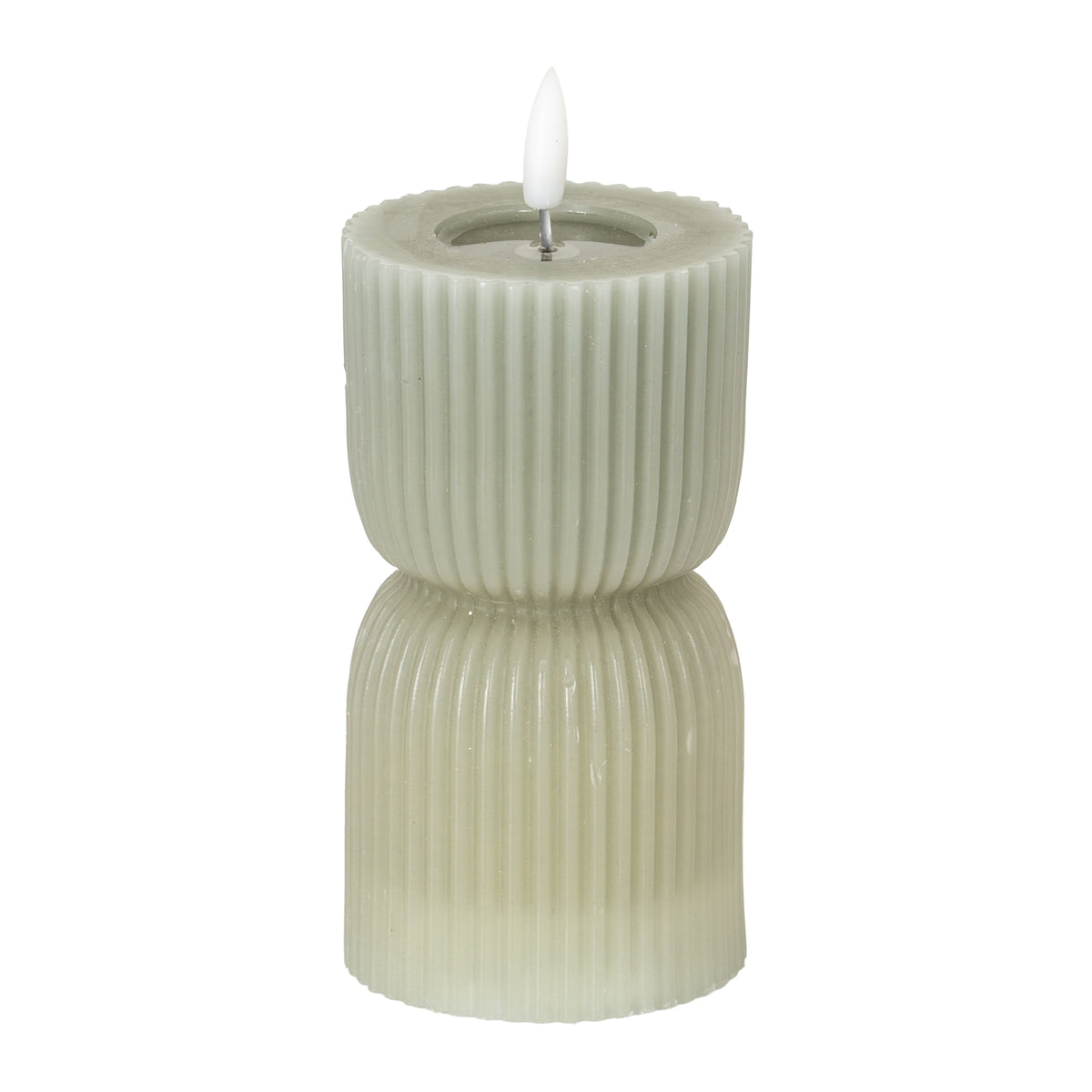 Luxe Collection Natural Glow 2.75x6 Grey Carved LED Candle by Hill Interiors