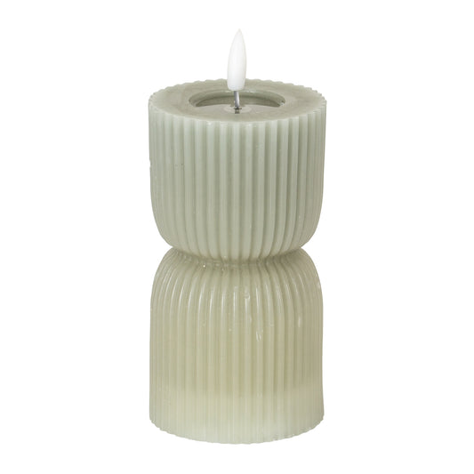 Luxe Collection Natural Glow 2.75x6 Grey Carved LED Candle by Hill Interiors