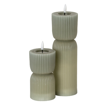 Luxe Collection Natural Glow 2.75x10 Grey Carved LED Candle by Hill Interiors - image 3