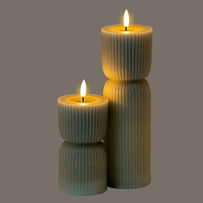 Luxe Collection Natural Glow 2.75x10 Grey Carved LED Candle by Hill Interiors - image 4