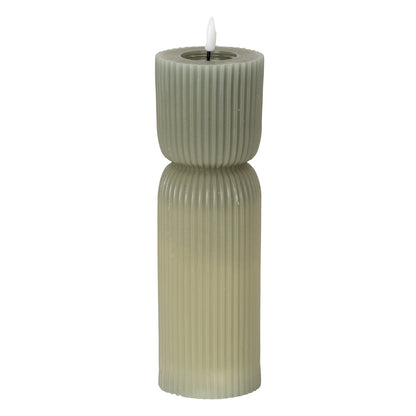 Luxe Collection Natural Glow 2.75x10 Grey Carved LED Candle by Hill Interiors