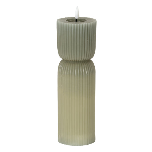 Luxe Collection Natural Glow 2.75x10 Grey Carved LED Candle by Hill Interiors