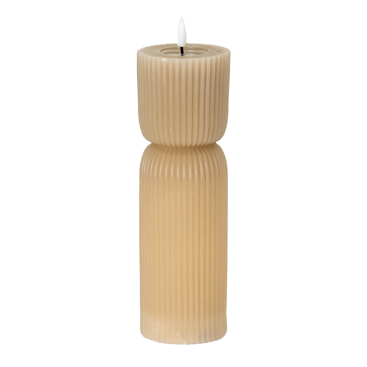 Luxe Collection Natural Glow 2.75x10 Stone Carved LED Candle by Hill Interiors