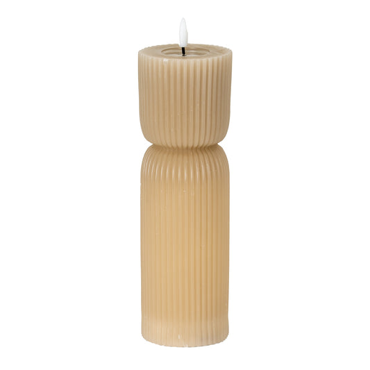 Luxe Collection Natural Glow 2.75x10 Stone Carved LED Candle by Hill Interiors